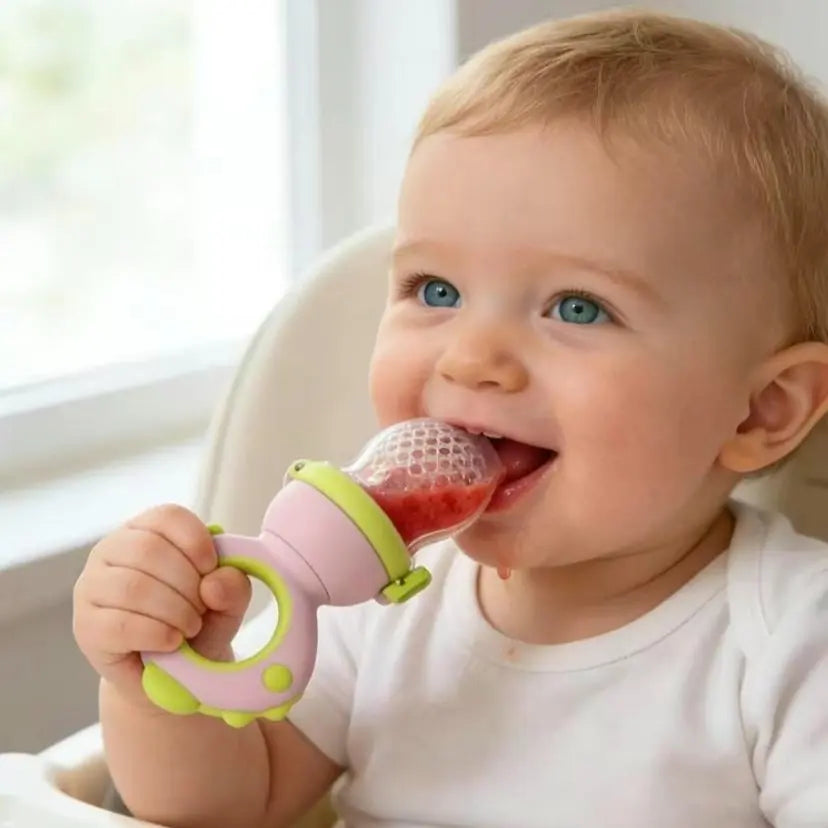 Silicone Fruit Teether, 1 Piece Rotating Push Type Fruit Feeder, Baby Fruit Feeder Pacifier, Baby Feeding Fruit Teether, Baby Food Supplement Feeder, Baby Teething Toy, Cute